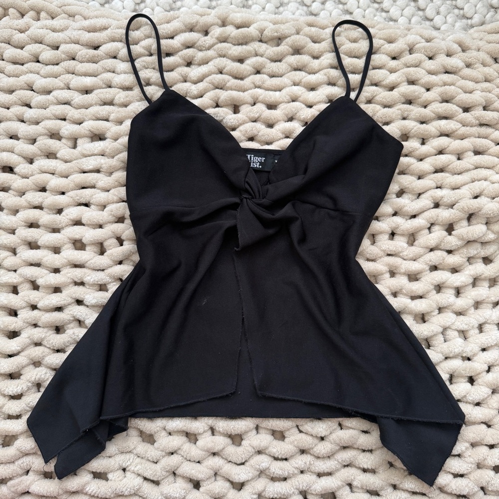 Tiger Mist Black Twist-Front Camisole Top